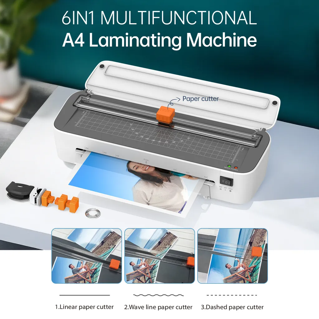 Plastifieuse de bureau 6en1 multifonctionnelle pour formats A4 à A6 - 4
