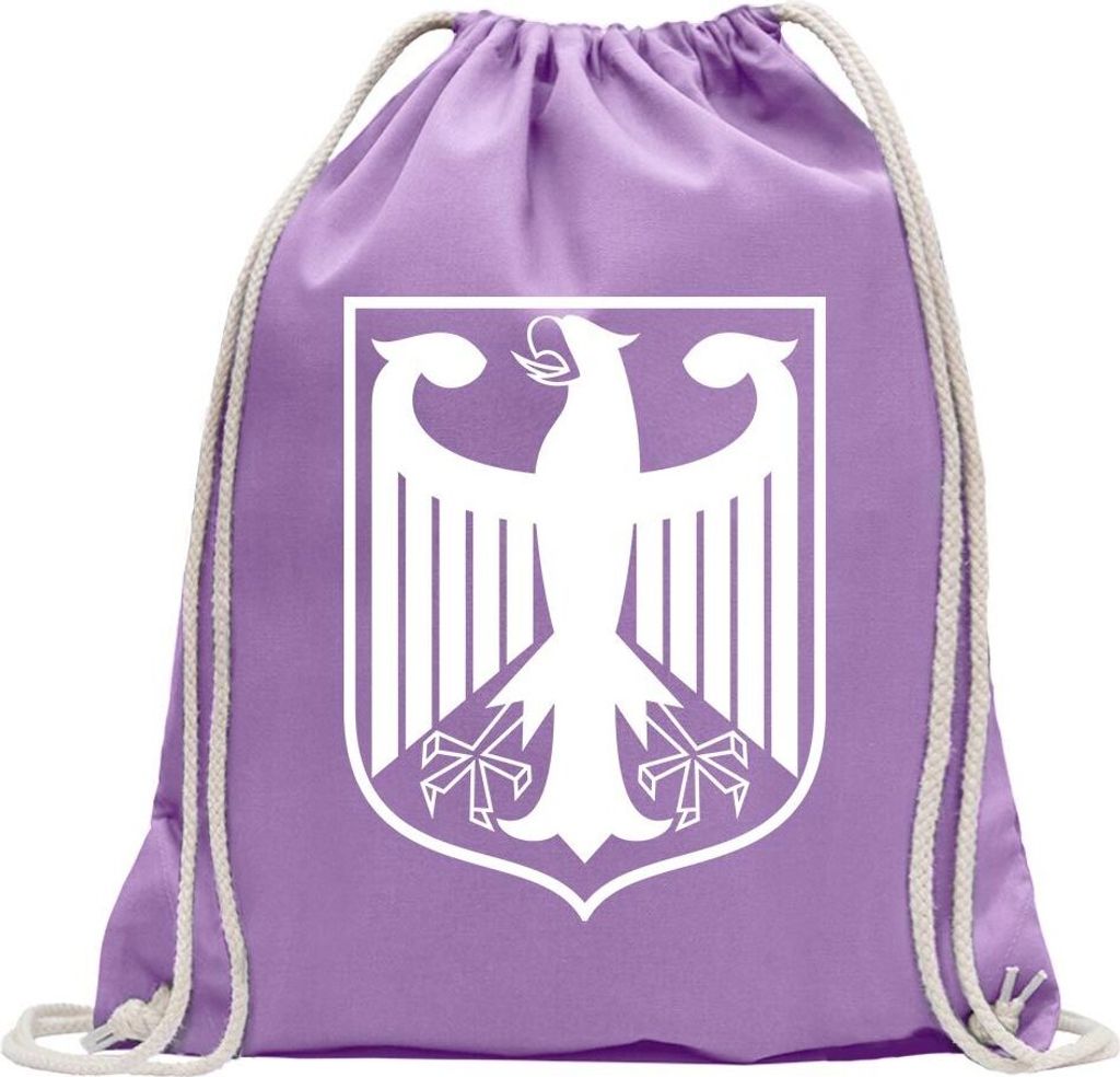 Kiwistar - Turnbeutel - lavendel - Bundeswappen Deutschland Rahmen - Fun Rucksack Sport Beutel Gymsack Baumwolle mit Ziehgurt