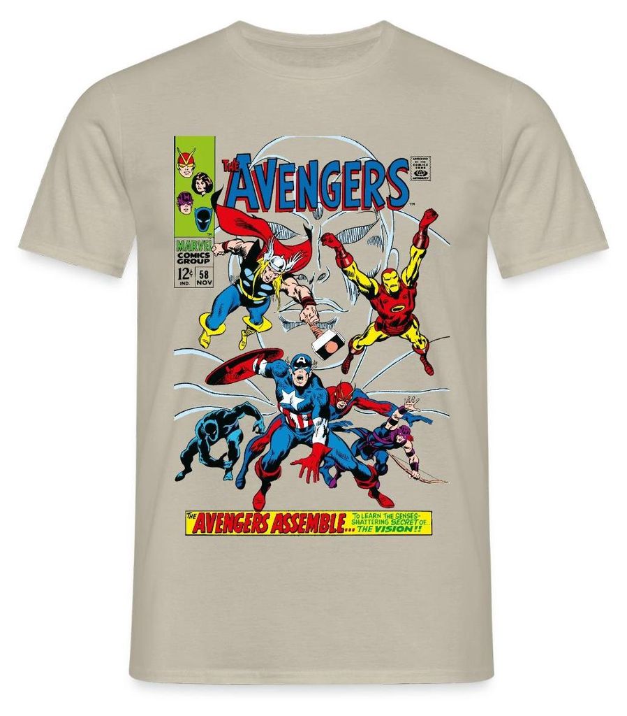 Spreadshirt Avengers Comic Superhelden Assemble Männer T-Shirt, M, Sandbeige