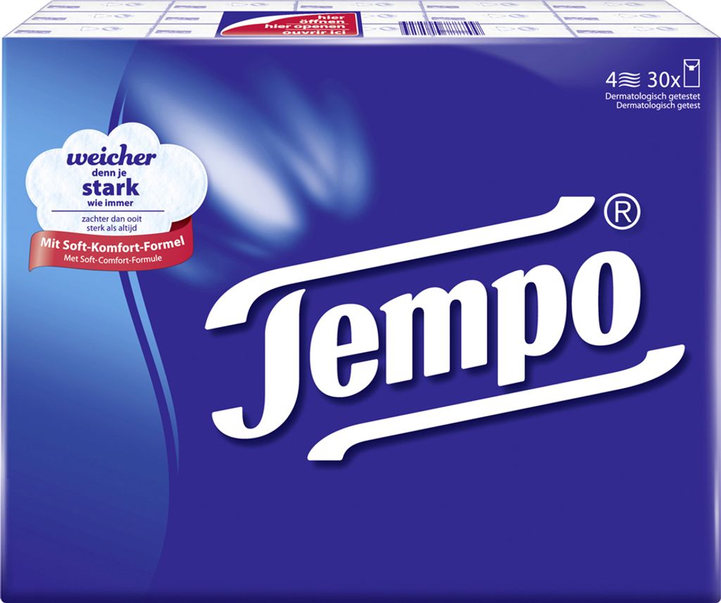 Tempo Taschentuch, extra stark & flauschig weich 30 x 10 Produktbild 