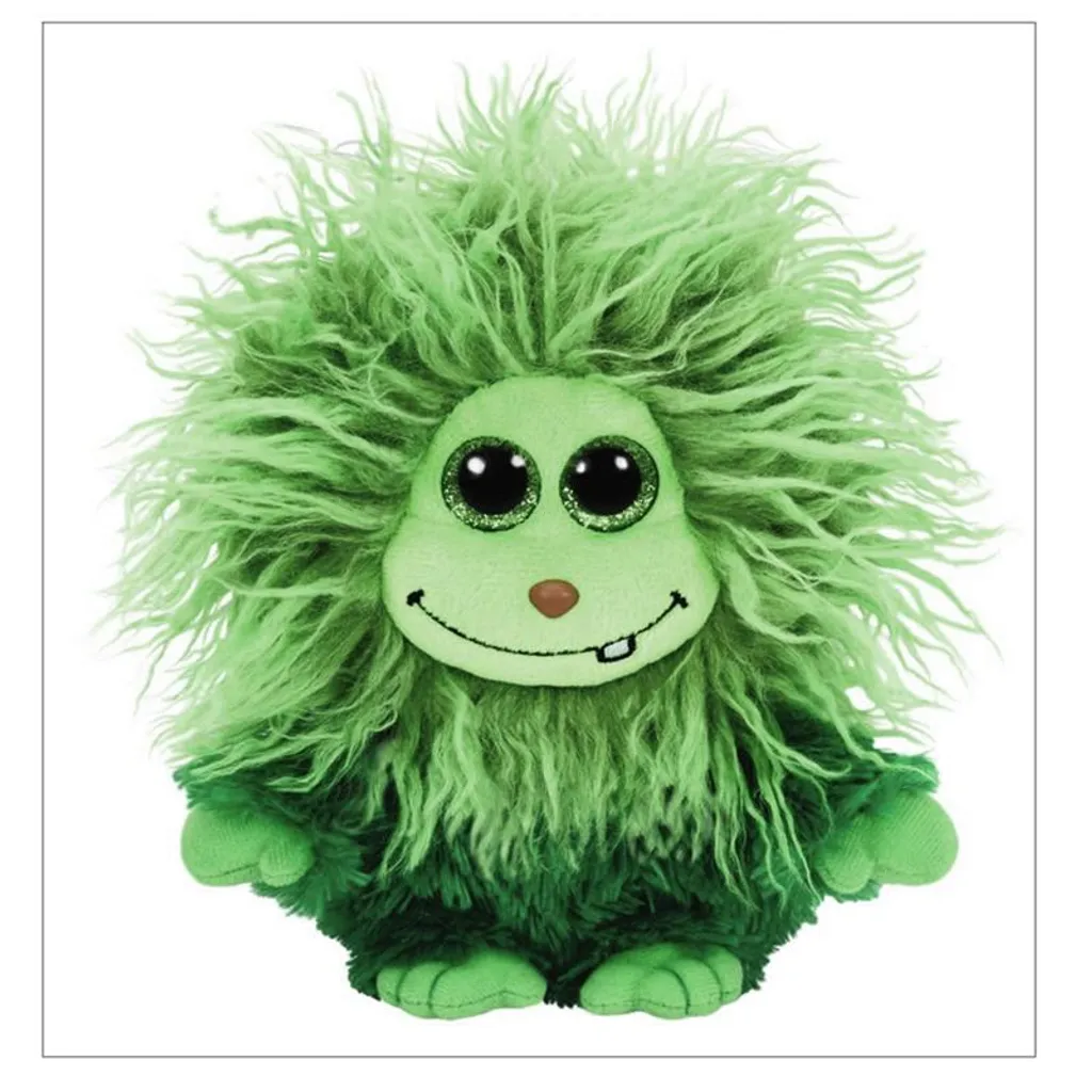 Doudou Monstre Vert TY Frizzy Scoops 15 cm avec de Gros Yeux Brillants