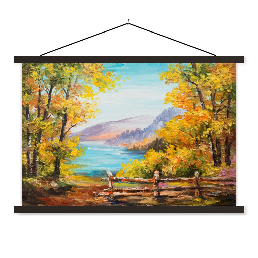 MuchoWow Textilposter Malerei - Ölgemälde - Pflanzen - Natur 60x40 cm mit schwarzem Rahmen - Hölzernes