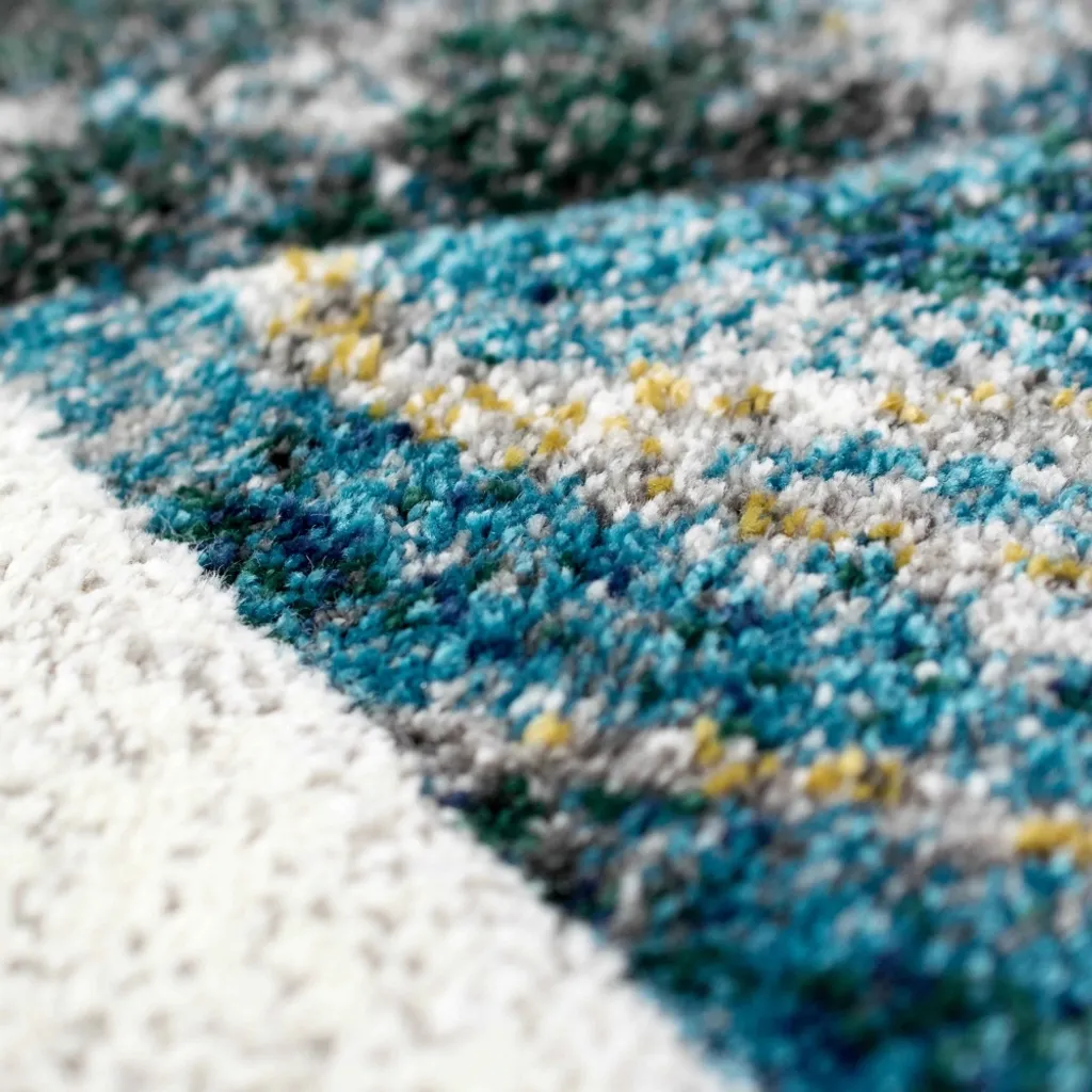 Tapis moderne à motifs géométriques gris bleu - Format 60 x 110 cm - 2