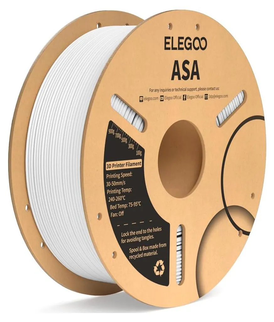 Elegoo ASA Filament Blanc : Fini le Jaunissement et la Casse en Extérieur