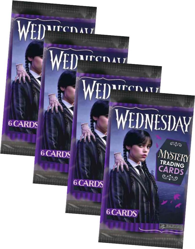 Panini Wednesday Karten - Mystery Trading Cards Sammelkarten - 4 Booster