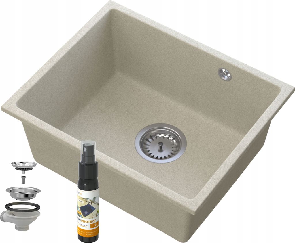 Manado Beige Unterbau-Spülbecken aus Chrom 50