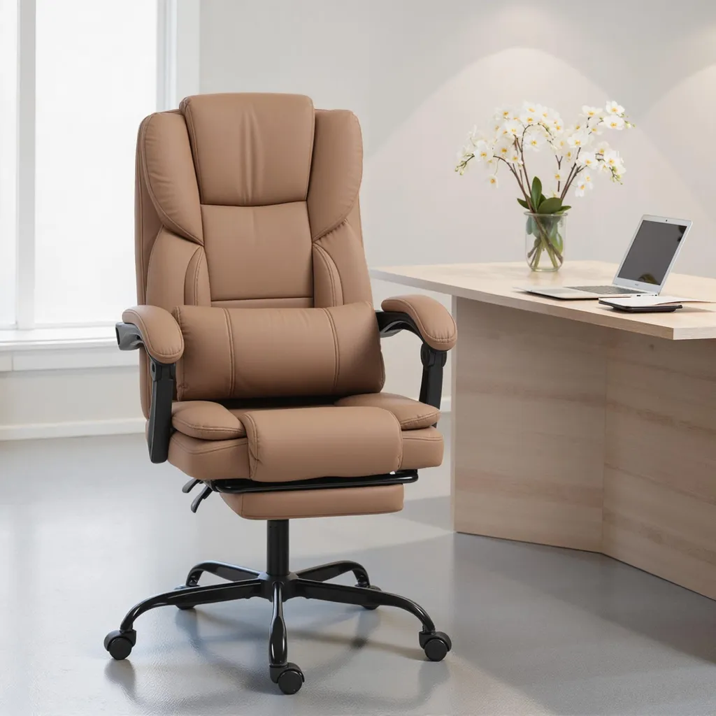 Fauteuil de bureau ergonomique marron ajustable pour ordinateur - 3