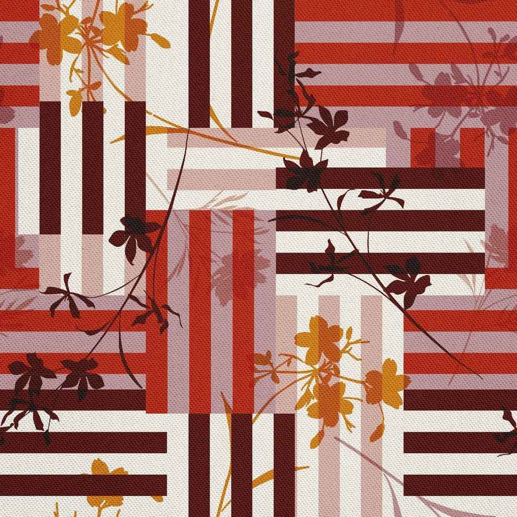 OUTDOOR DEKOSTOFFE OXFORD - Motiv bunte Streifen und Blumen