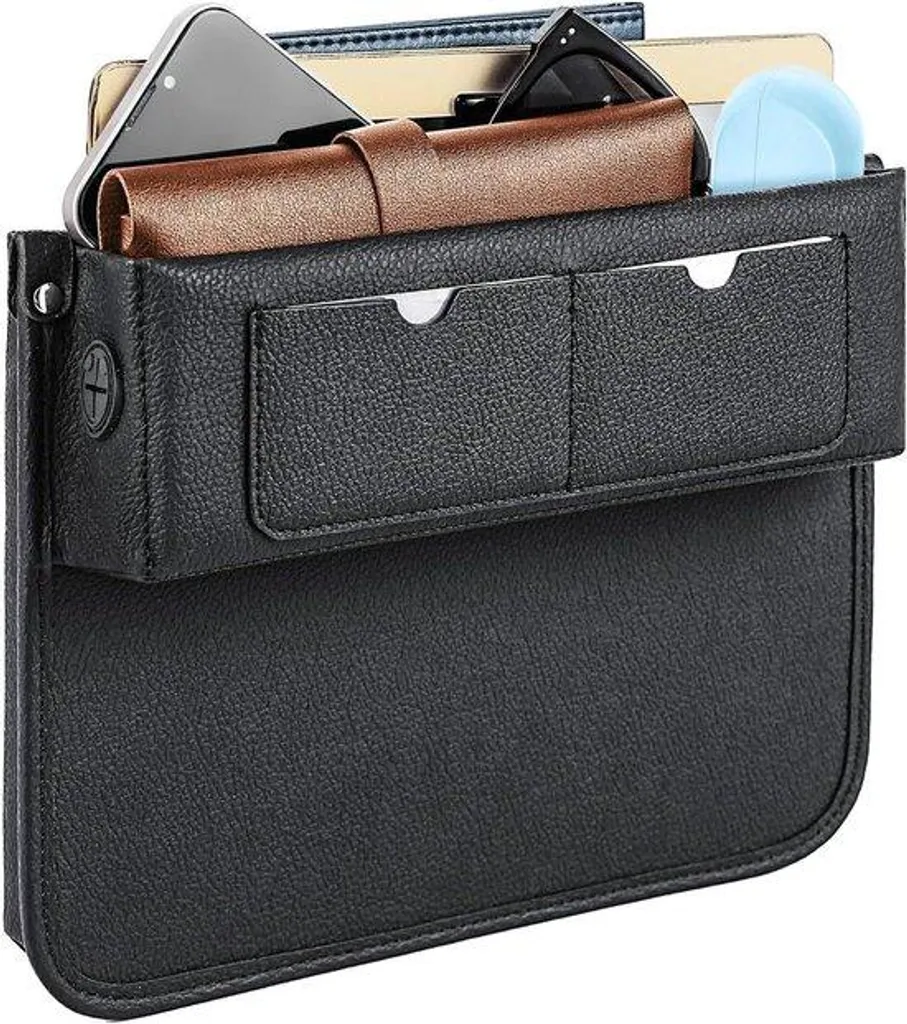 Organiseur siège voiture cuir - Support téléphone et porte-monnaie luxe