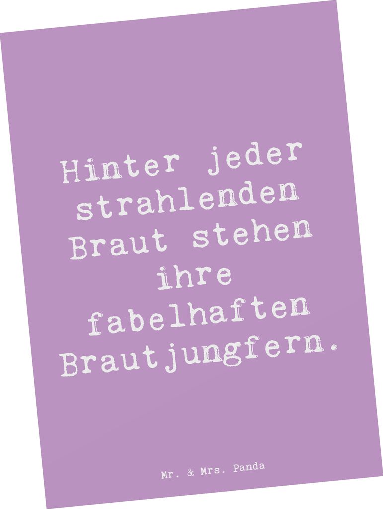Mr. & Mrs. Panda Postkarte Spruch Fabelhafte Brautjungfern - Lavendeltraum - Geschenk, Hingabe, Freundschaft, bildkarte, Geschenke, Unterstützung,...