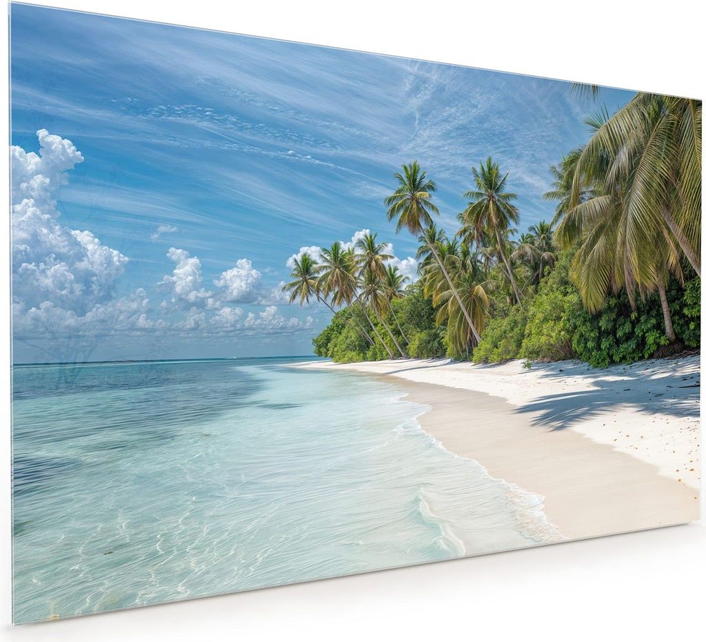 Küchenrückwand Spritzschutz Glas mit Motiv Tropischer Strand 40 x 40 cm