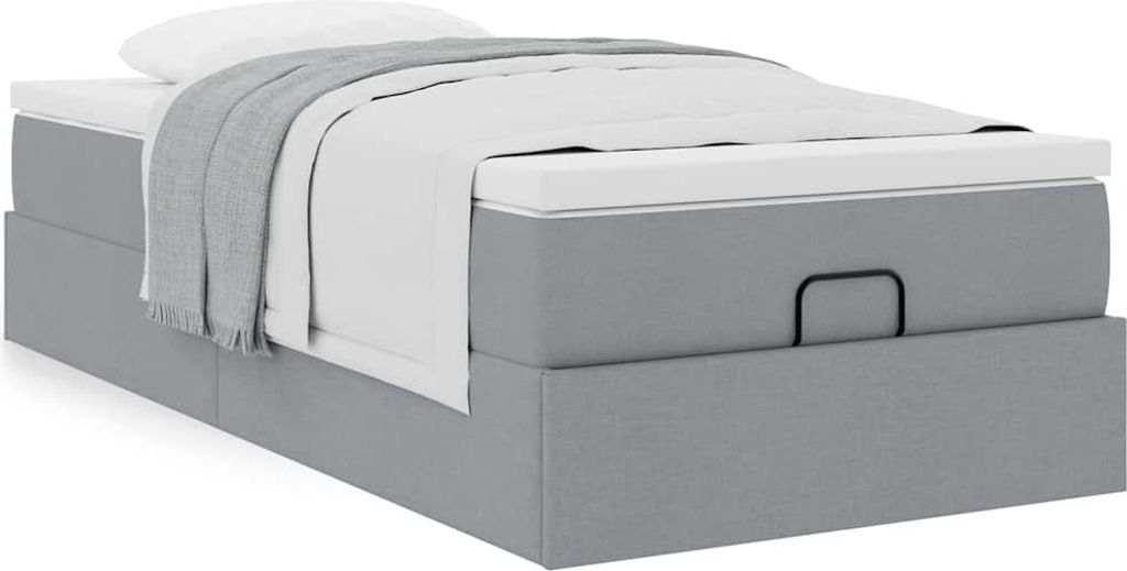 Maison Exclusive - Ottoman-Bett mit Matratze Hellgrau 90x190 cm Stoff