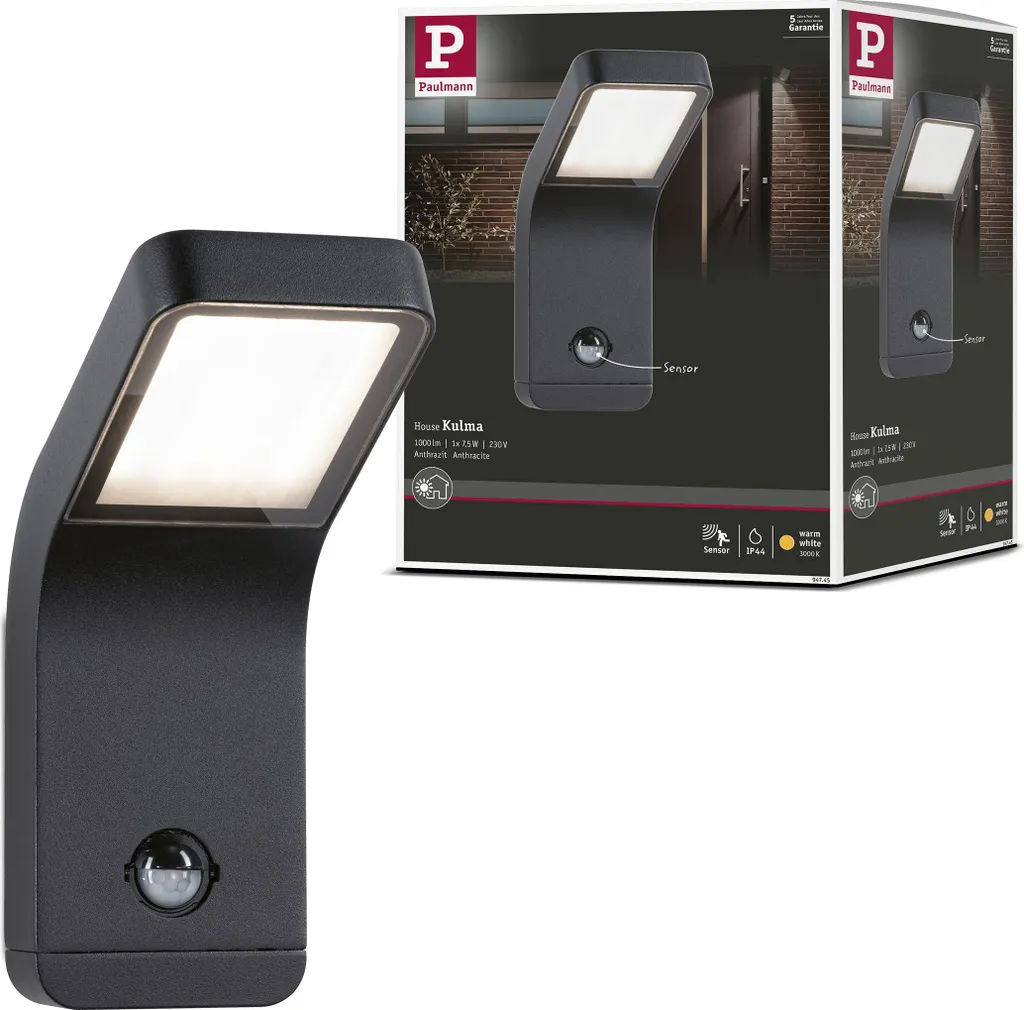 Lampada Parete LED Paulmann Kulma | IP44 Mare | Sensore Movimento