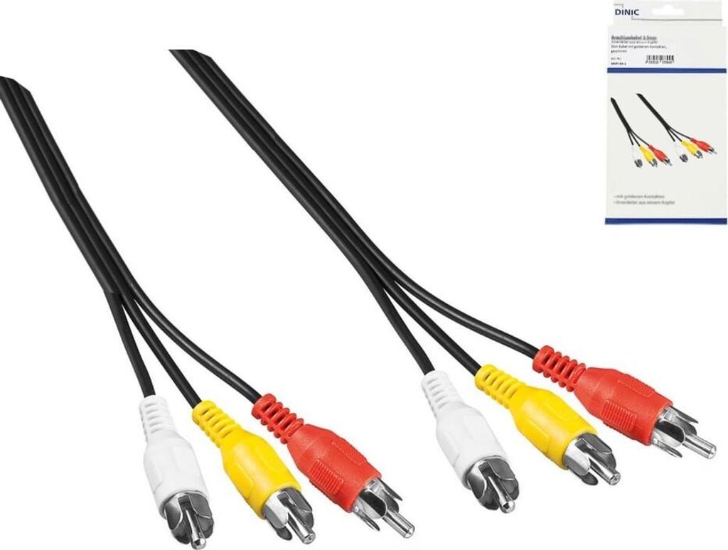 DINIC Audio-Videokabel 3x Cinch auf 3x Cinch, Stecker auf Stecker, 1xVideo, 2xAudio L/R, 2m, schwarz