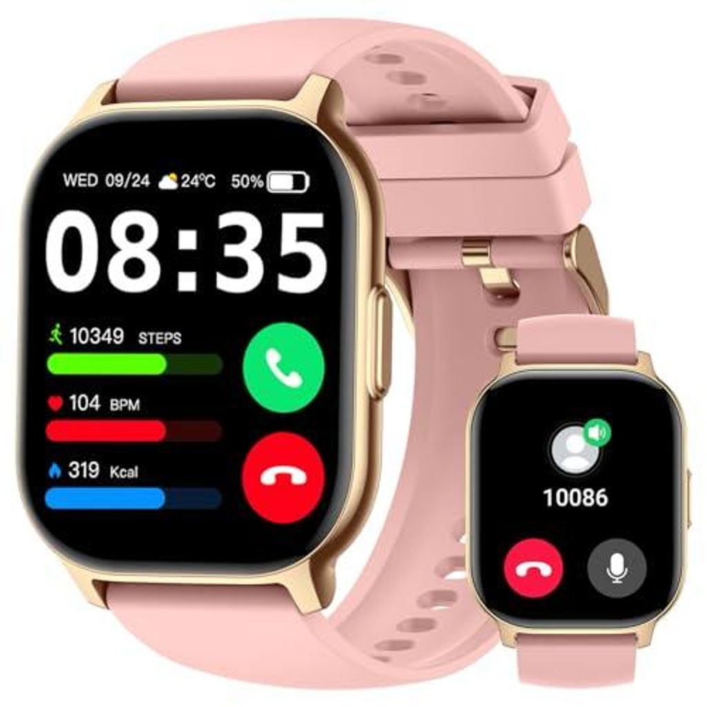 Smartwatch für Herren und Damen, 2,1 Zoll HD Smartwatch mit Anruf, Bluetooth, Sport, Schrittzähler, Schlafmonitor, Herzfrequenzmesser, wasserdich...