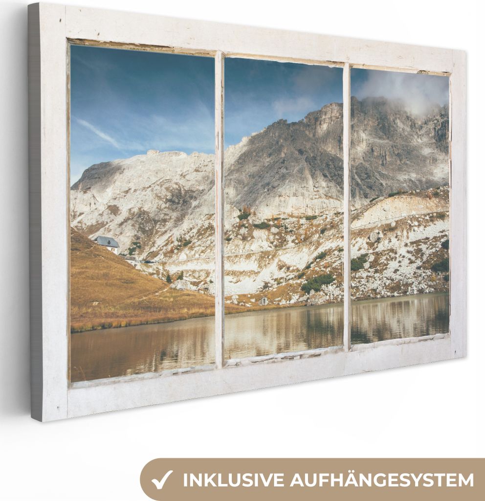 OneMillionCanvasses - Leinwandbilder - 150x100 cm, Aussicht - Berg - Wasser, Wandbilder Kunstdruck Wanddekoration