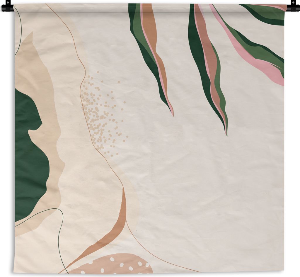 MuchoWow Wandteppich Wandbehang Grün - Abstrakt - Blatt - Punkte 150x150 cm Tapisserie Dekoration Wandtuch - Wohnaccessoires - Modernes