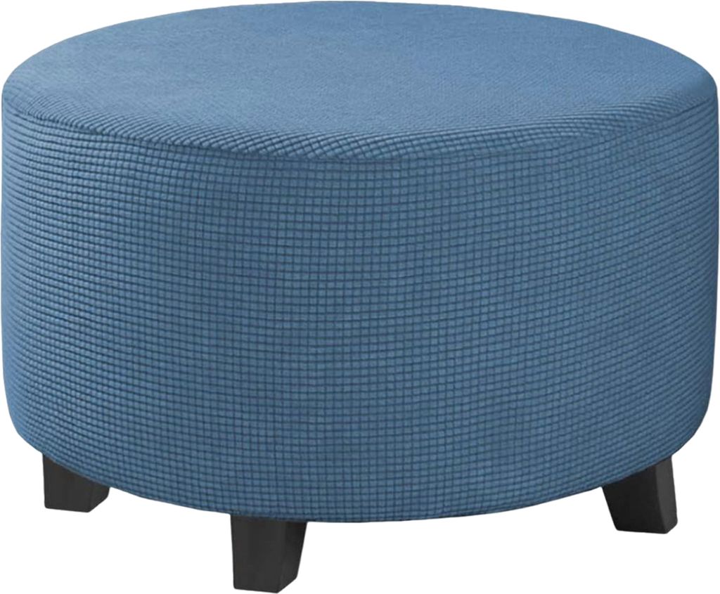 Hocker-Schonbezug, atmungsaktiv, rundum schützend, Polyester, rund, dehnbar, Sofa-Fußstütze, für den täglichen Gebrauch-Blau