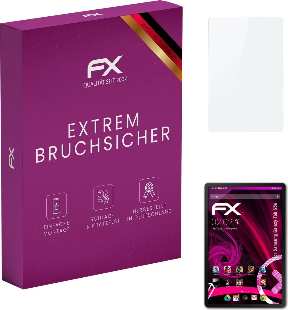 atFoliX FX-Hybrid-Glass Displayfolie kompatibel mit Samsung Galaxy Tab S5e Glasfolie