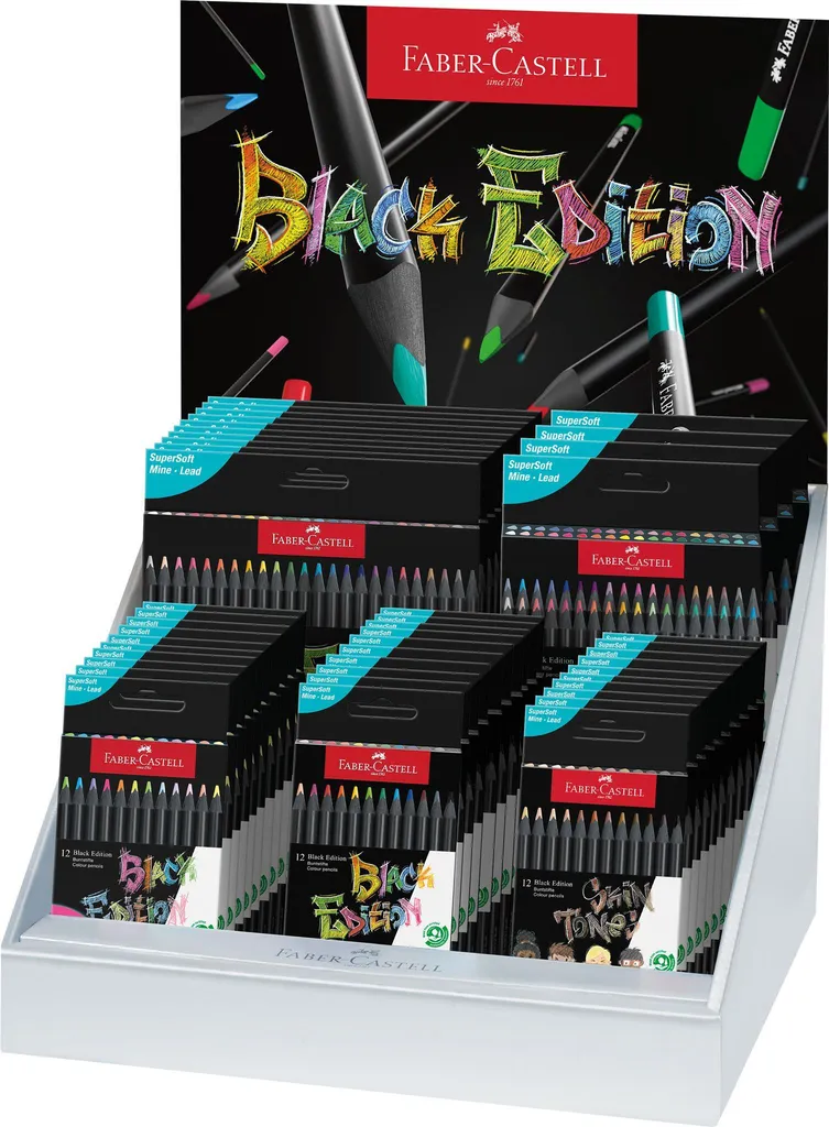 Crayons de couleur Faber-Castell Black Edition Display 2025 de 50 pièces