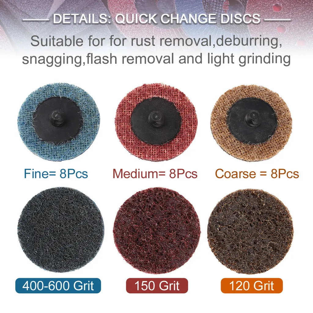 65 Disques de Ponçage à Fixation Rapide avec 3 Grains Assortis Nylon