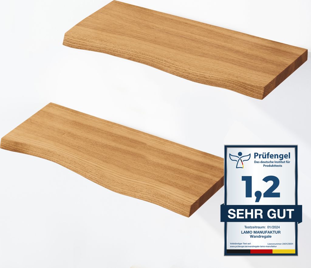 LAMO Manufaktur 2 Stück Wandregal aus Holz mit unsichtbarer Produktbild 