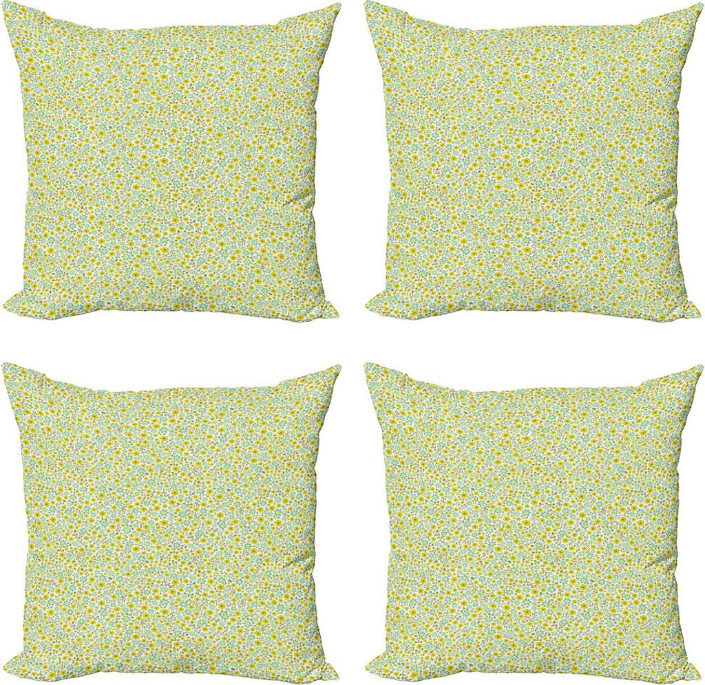 ABAKUHAUS Blumen Kissenbezug Set (4 Stück), Natur-Blüte Muster, Moderner Doppelseitiger Digitaldruck, 40 cm x 40 cm, Mehrfarbig