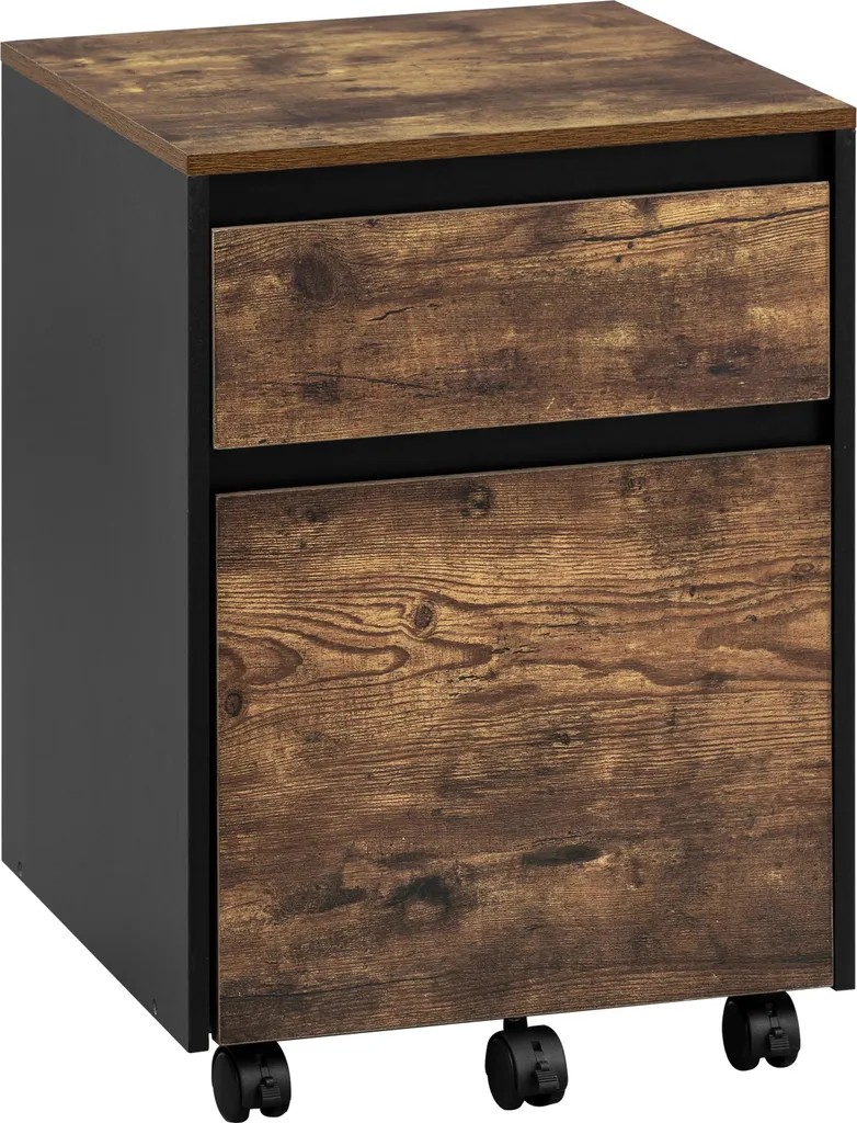 Meuble de bureau mélaminé aspect bois Buff vintage charge 10 kg
