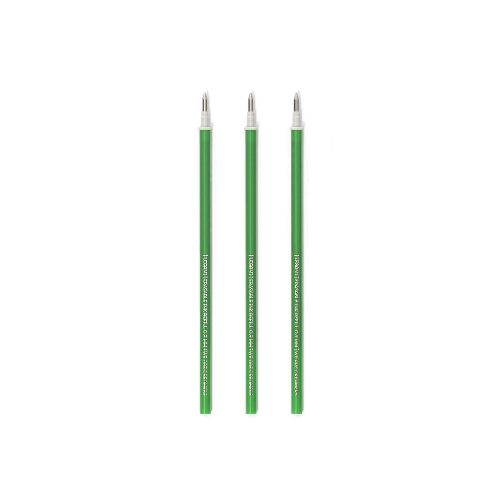 Legami Erasable Pen Refills Green, 3er Set, Ersatzmine für Gelstift, Nachfüllmine, Grün, REFEP0007