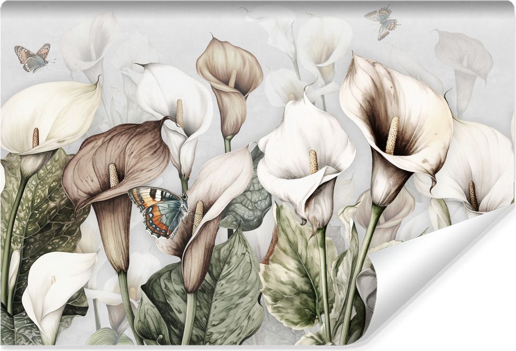 Muralo Selbstklebende Fototapete Blätter Schmetterlinge Pflanzen Natur Wandtapete Br. 180cm x Hö. 120cm