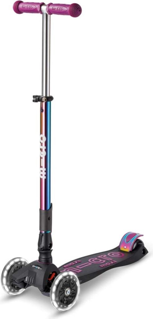 Micro Kinder Scooter Maxi Deluxe LED Faltbar , Neochrom Lila