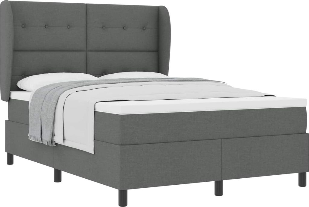 Boxspringbett mit Matratze Dunkelgrau 140 x 190 cm Stoff
