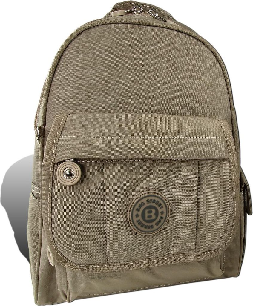 Bag Street Rucksack Crinkle Nylon stone trendiger Damen Cityrucksack D2ORJ201L