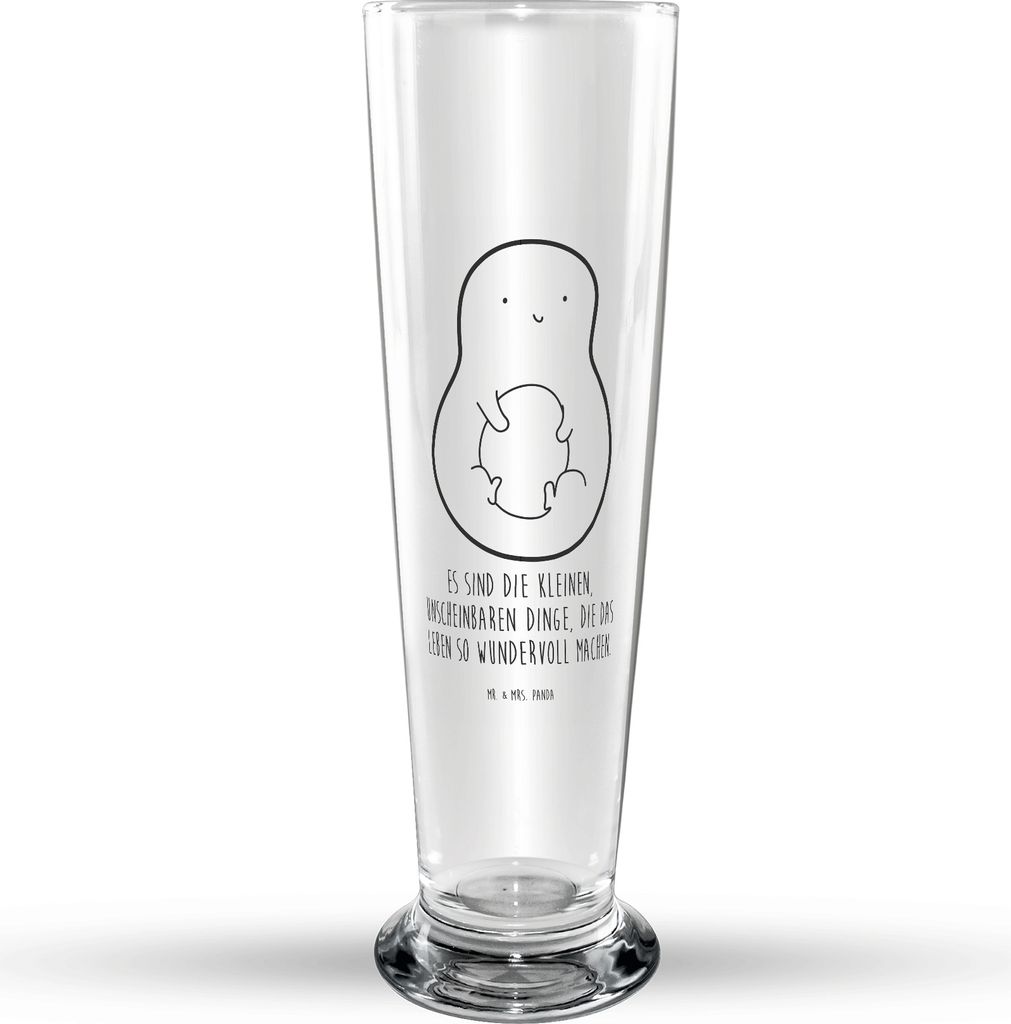 Mr. & Mrs. Panda Trinkglas Avocado Kern - Transparent - Geschenk, Liebe, Veggie, Glasbierglas, Baby, Glasbecher, Bierbecher, Spruch Leben, Pflanze,...