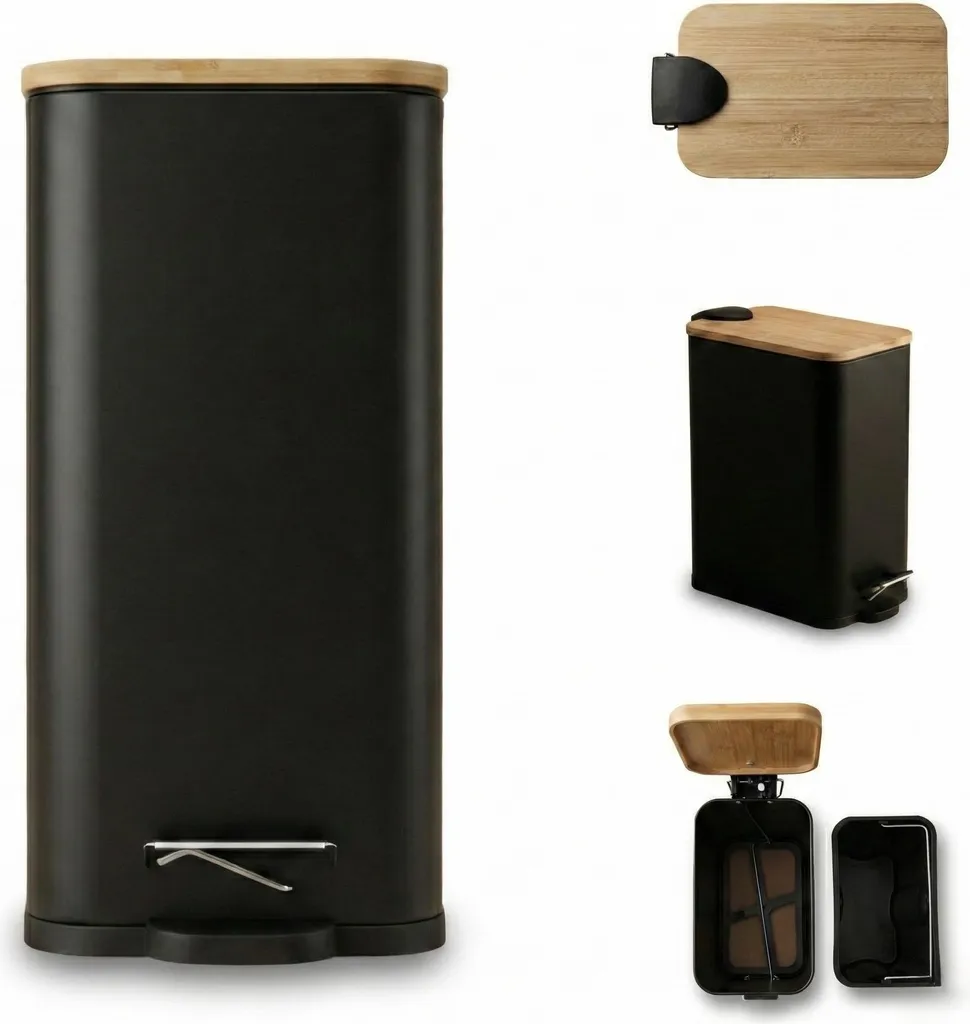 Pattumiera 5 Litri Nera VEDA - Cestino per Bagno con Pedale