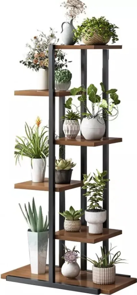 Porte-fleurs en bois multi-niveaux robuste pour balcon et véranda chic