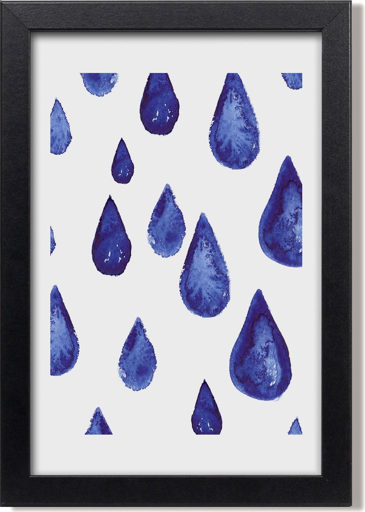 Bild 20x30 MDF-Rahmen, Wandkunst Blaue Tropfen
