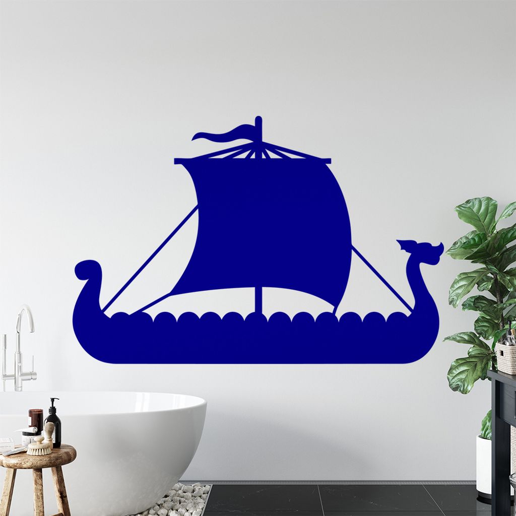 Wikinger Schiff Drachenboot Wandtattoo Wandaufkleber Wall Sticker - Dekoration, Küche, Wohnzimmer, Schlafzimmer, Badezimmer
