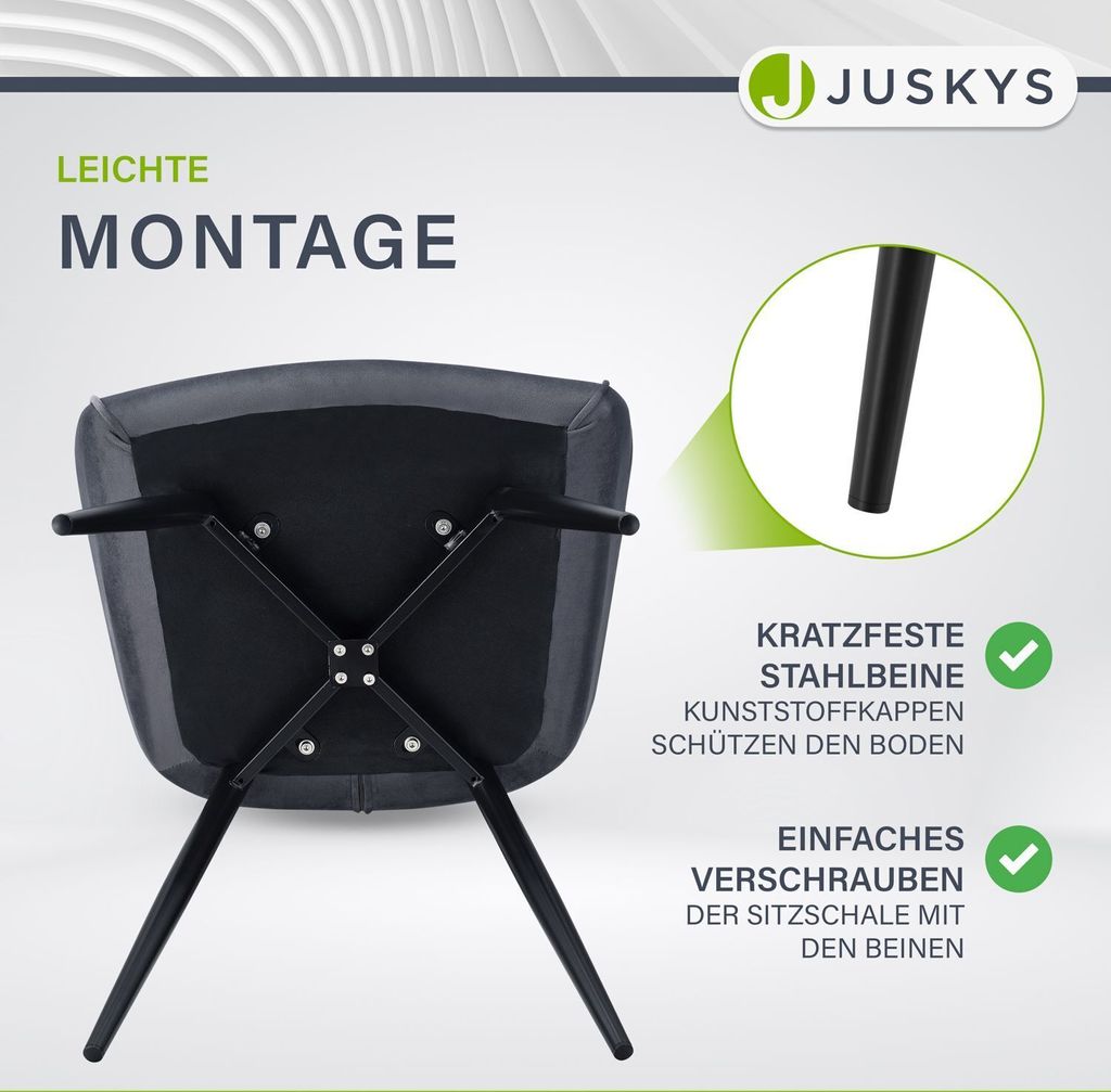 Juskys Esszimmerstühle 6er Set Tarje mit Rückenlehne & Produktbild 8