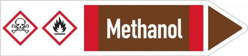 Dreifke Aufkleber I RKZ-Etikett Methanol, rechts, DIN, braun/weiß/rot, ab 90...