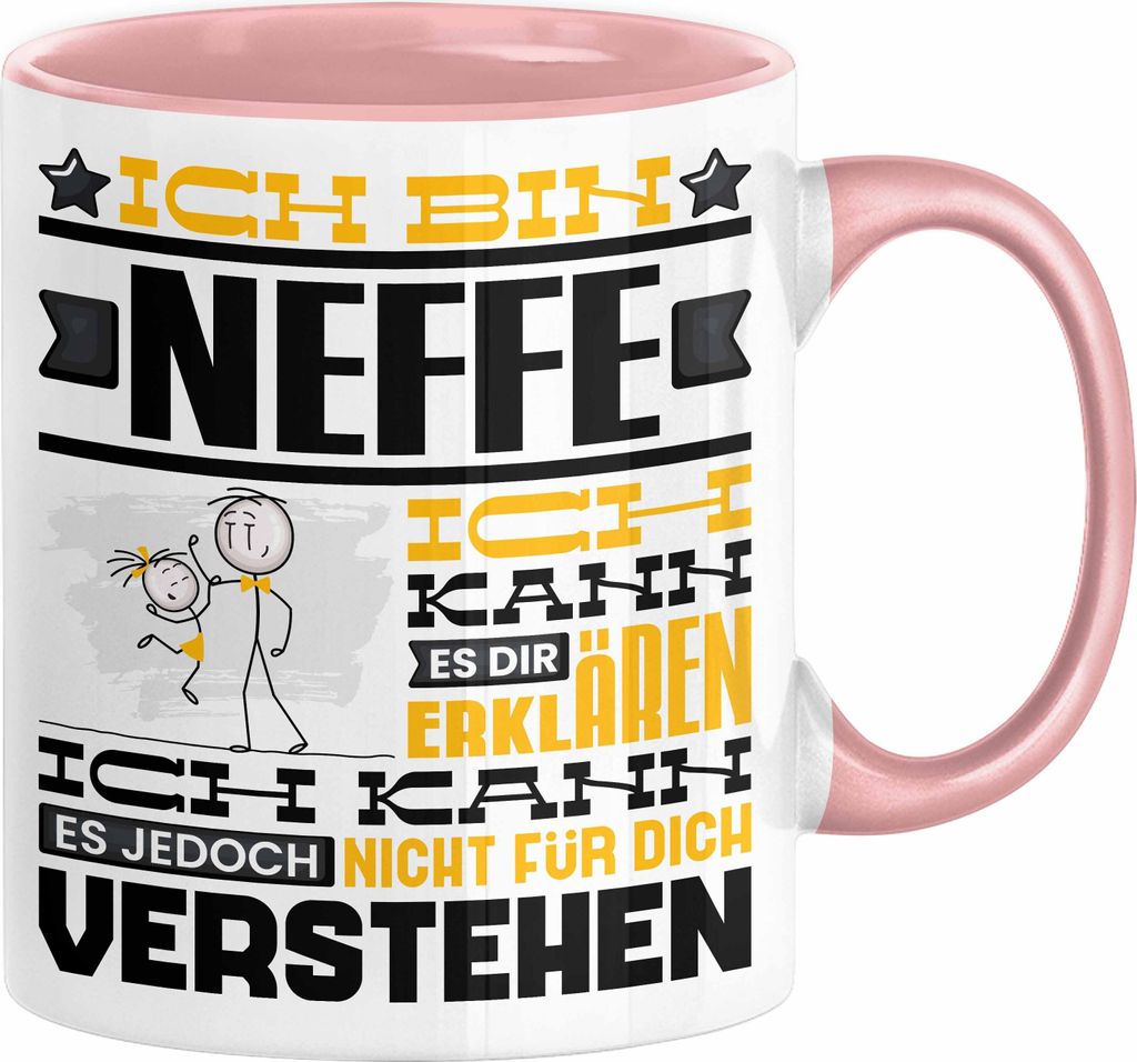 Neffe Geschenk Kaffee-Tasse Geschenkidee für Neffe Ich Bin Neffe Ich Kann Es Dir Erklären Jedoch Nicht Für Dich Verstehen Spruch Lustig (Rosa)