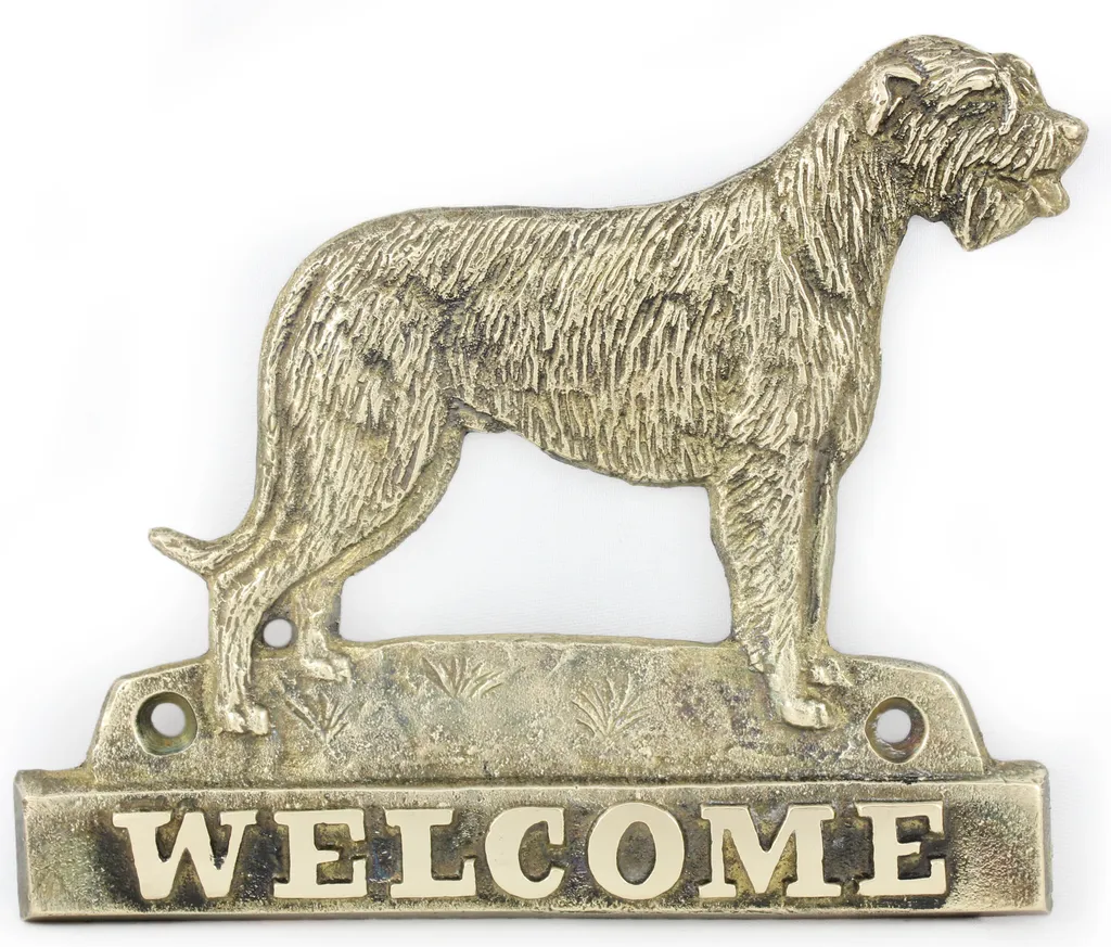Targhetta Welcome Irish Wolfhound - Ottone Pregiato Art-Dog per Casa