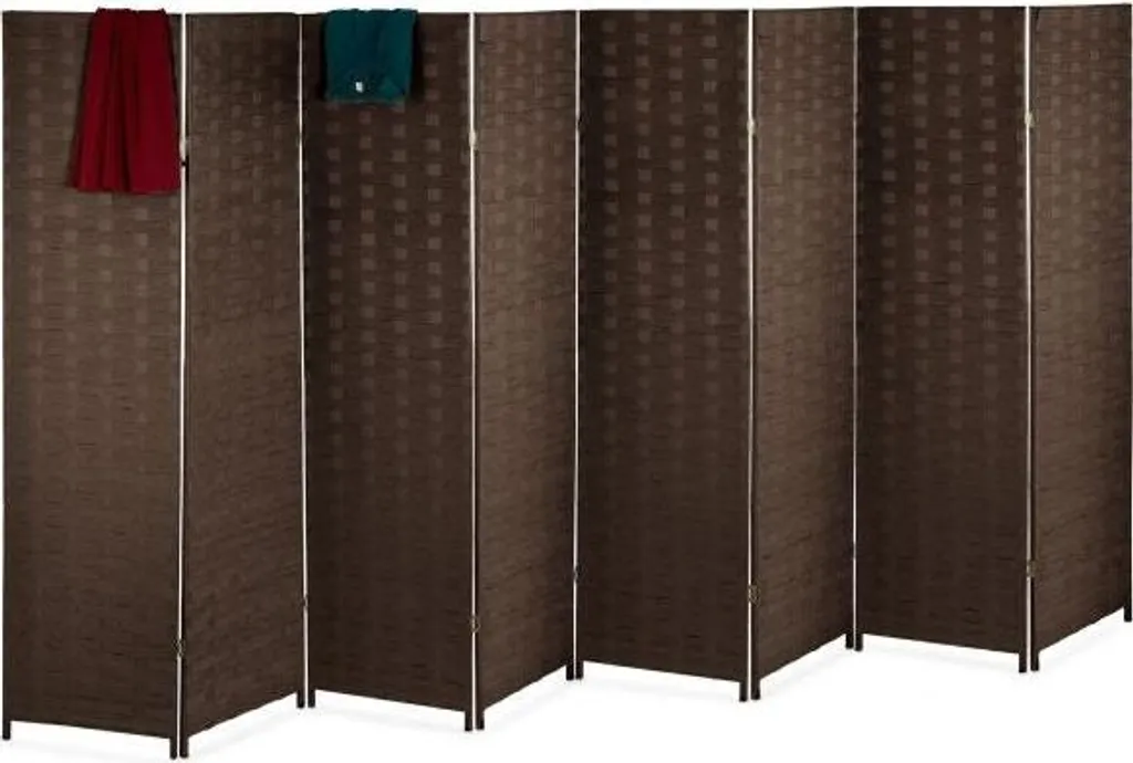 Mur écran à 8 panneaux séparateur de pièce pliable en bois noir 320cm
