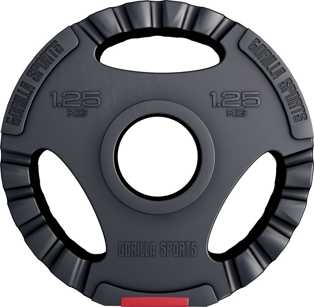 GORILLA SPORTS Olympia Hantelscheiben - 1,25kg Gewichte, 50mm Bohrung, Tri-Grip, Kunststoff - Gewichtsscheiben, Olympiascheiben, Hantelscheiben-S...