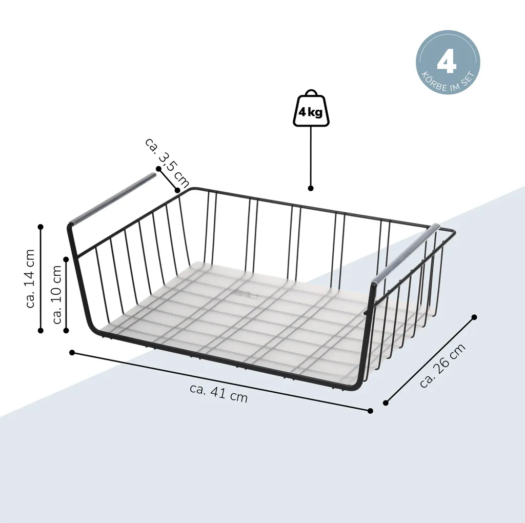 Solution Rangement Placard eluno : 4 Paniers Métal Anti-Rayures - 7