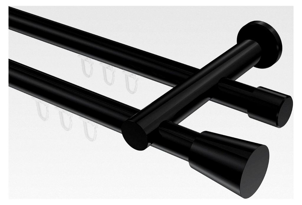 Zweiläufige Innenlaufstange Schwarz 20 mm Ø, 160 cm