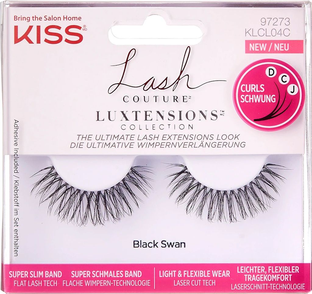 KISS | Künstliche Wimpern - Lash Couture Luxtensions Black Swan - Schwarz - Ultra dünner Band - Mit Kleber 1g