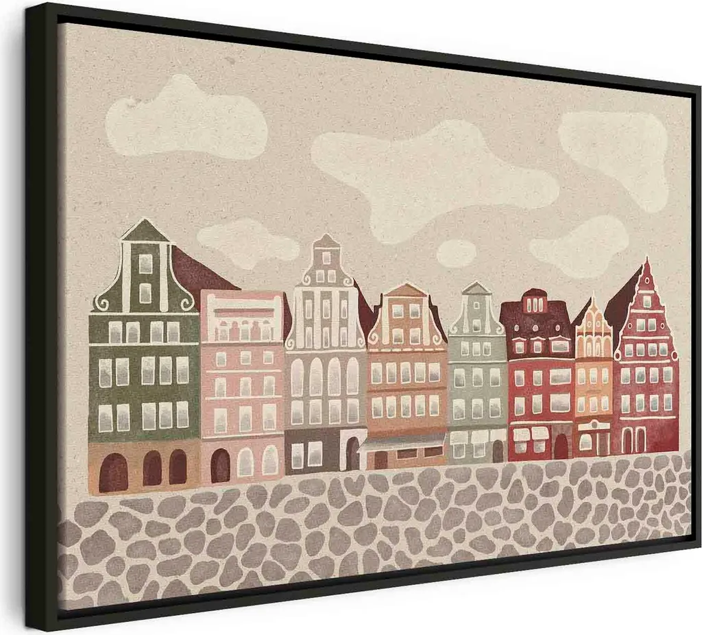 Stampa Artistica Case Colorate 60x40 - Quadro Moderno Cameretta Murando