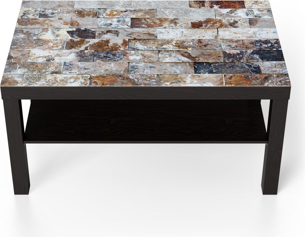 DEQORI Couchtisch 90x55 cm Schwarz 'Natürliche Vielfalt' Glas Beistelltisch Glastisch modern