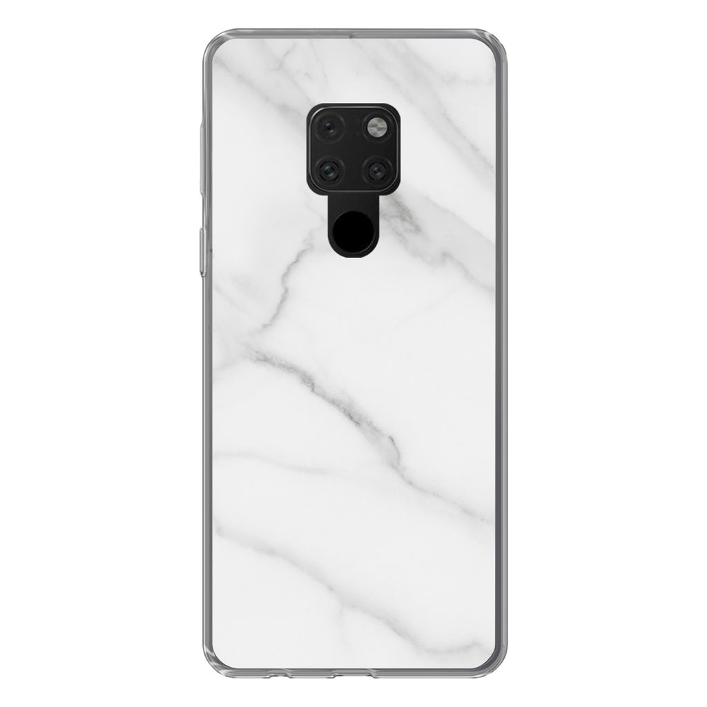 MuchoWow Handyhülle Schutzhülle Hülle für Huawei P40 Lite Marmor - Strukturiert - Weiß - Grau - Stein - Marmoroptik Silikon Softcase Handy H...